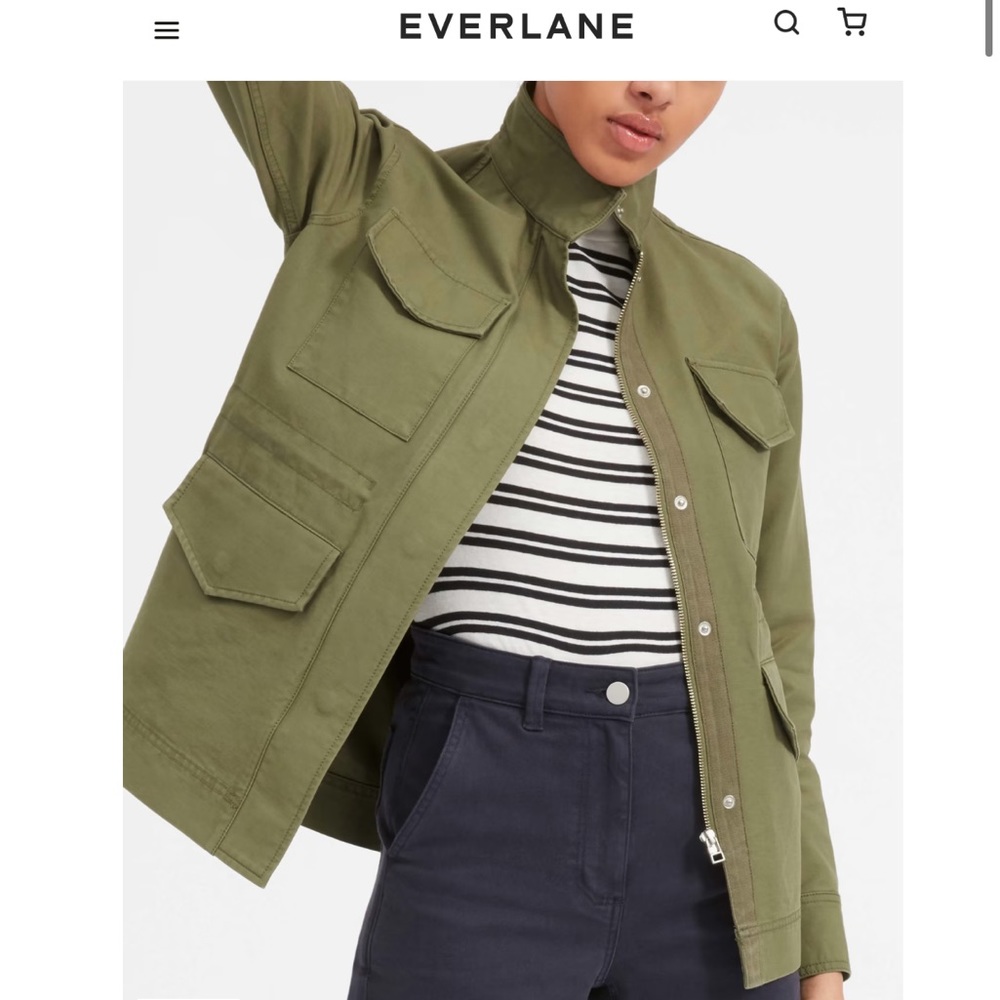 Everlane Olive Green Utility Jacket with Drawstring Waist